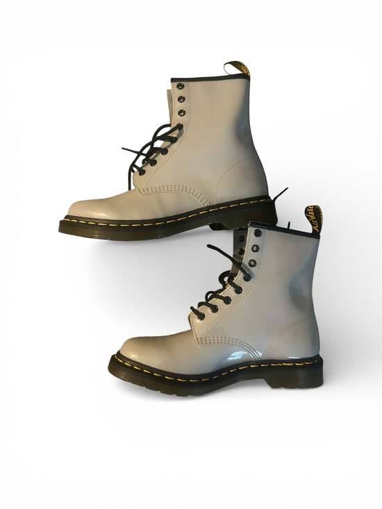 Dr. Martens Other - Dr. Martens 1460 W Zinc Grey Patent Leather Lace Up Boots